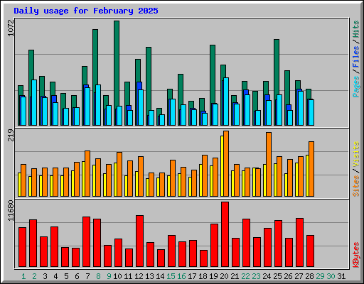 Daily usage for February 2025